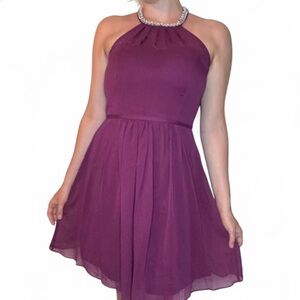 David’s Bridal Plum Purple Halter Neck Bridesmaid Dress Size Fits Like a Medium